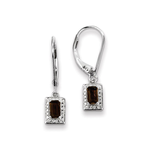 Sterling Silver Smoky Quartz Diamond Earrings