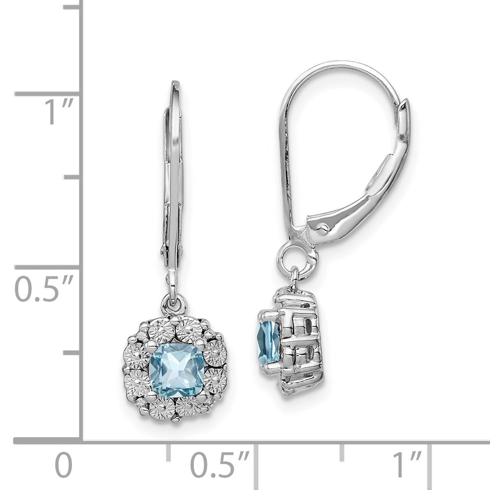 Sterling Silver Rhodium-plated Light Swiss Blue Topaz Diamond Earrings