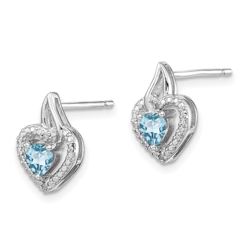 Sterling Silver Rhodium-plated Blue Topaz and Diamond Earrings