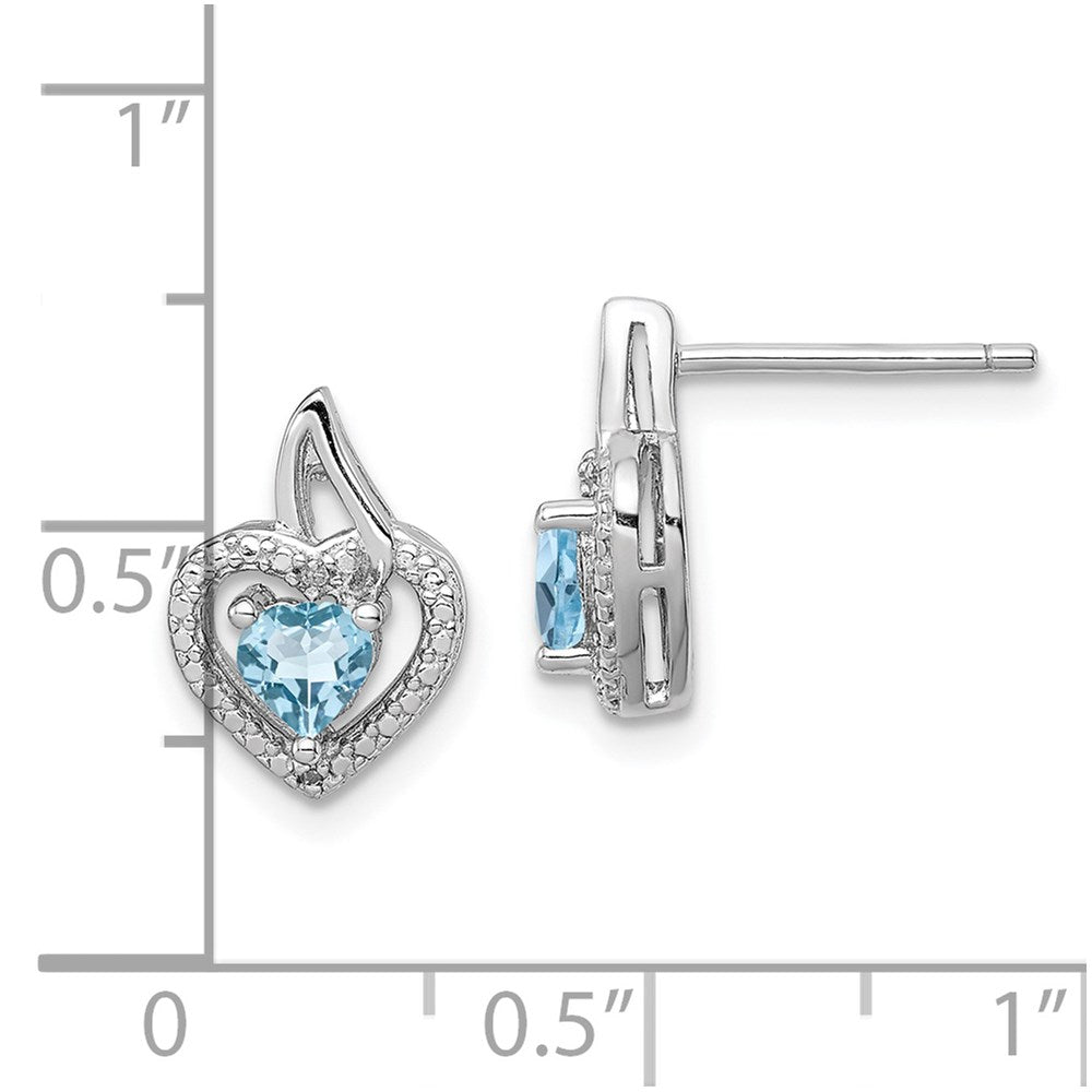 Sterling Silver Rhodium-plated Blue Topaz and Diamond Earrings