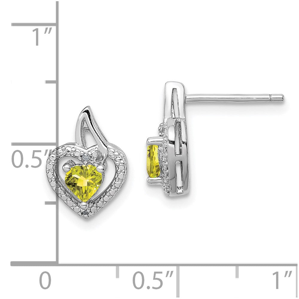 Sterling Silver Rhodium-plated Lemon Quartz Diamond Earrings