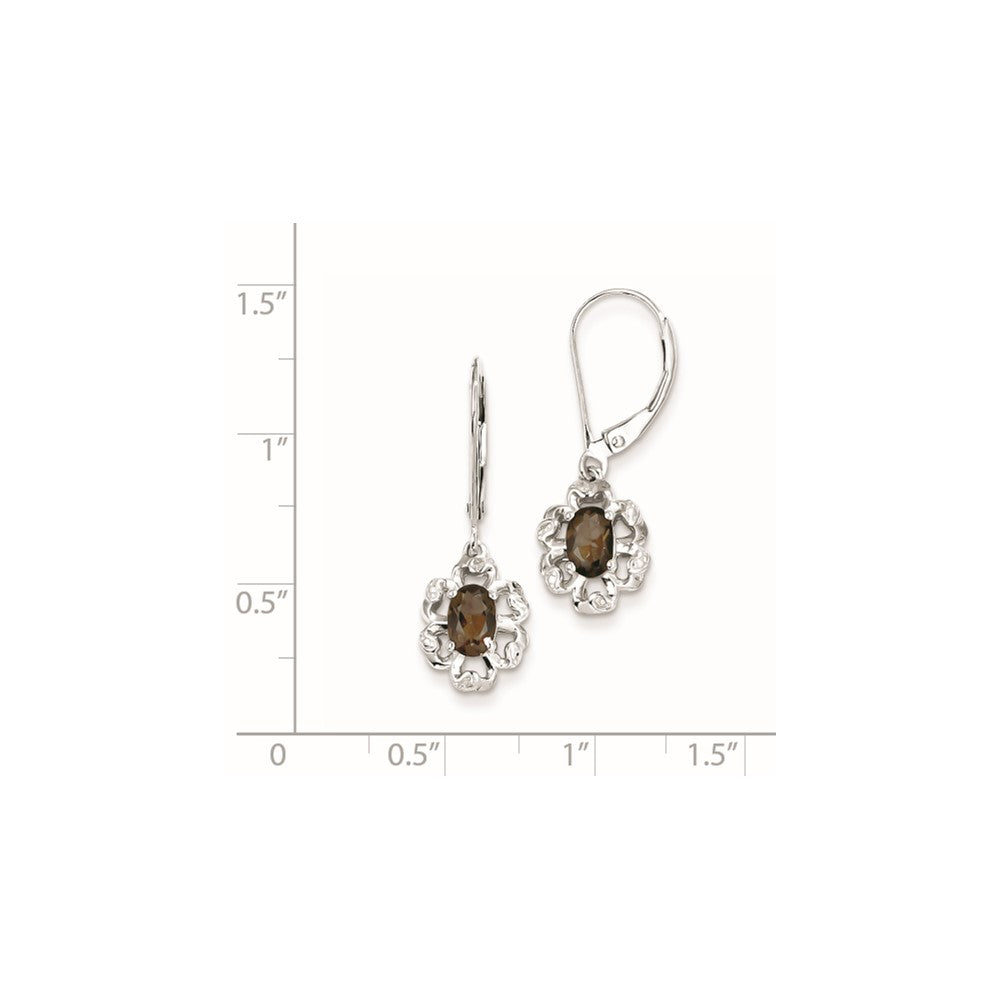 Sterling Silver Smoky Quartz Diamond Earrings