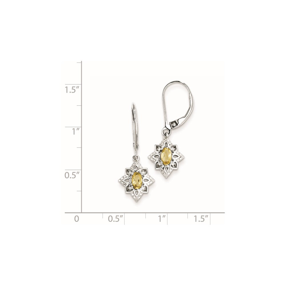 Sterling Silver Whiskey Quartz Diamond Earrings