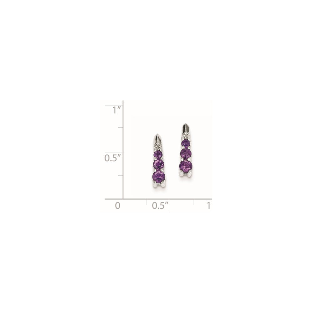 Sterling Silver Amethyst Diamond Earrings