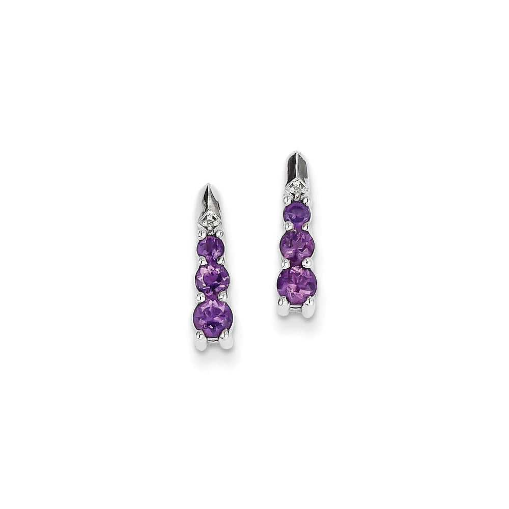 Sterling Silver Amethyst Diamond Earrings