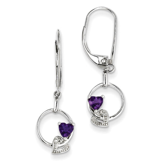 Sterling Silver Amethyst Diamond Earrings