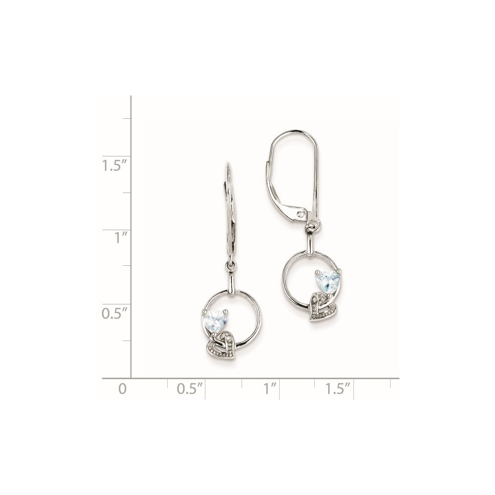 Sterling Silver Light Blue Topaz Diamond Earrings