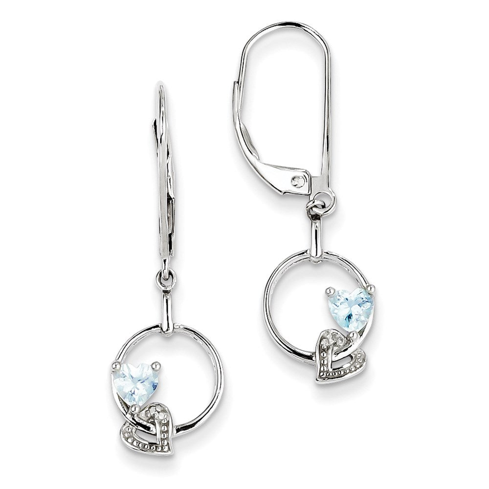 Sterling Silver Light Blue Topaz Diamond Earrings