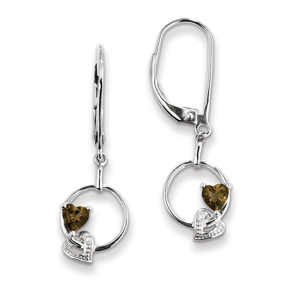 Sterling Silver Smoky Quartz Diamond Earrings