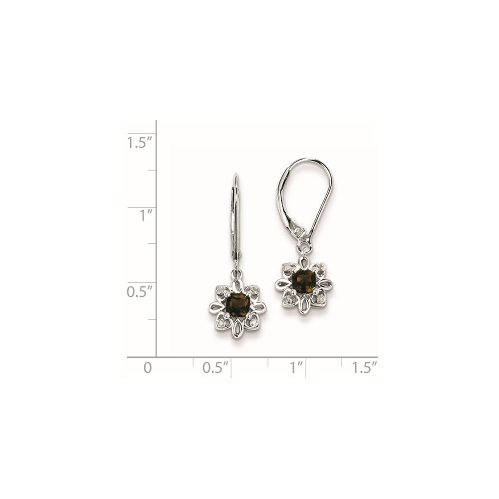 Sterling Silver Smoky Quartz Diamond Earrings