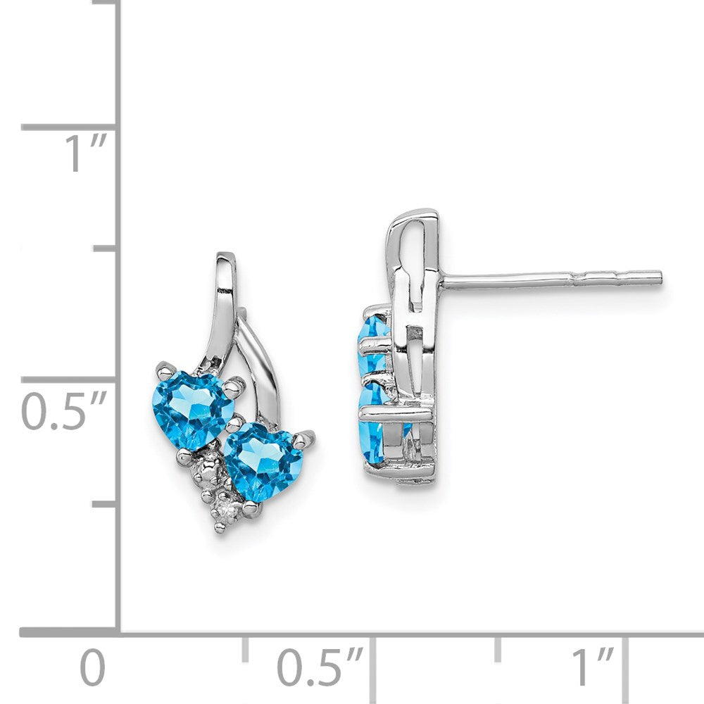 Sterling Silver Rhodium-plated Blue Topaz Diamond Earrings