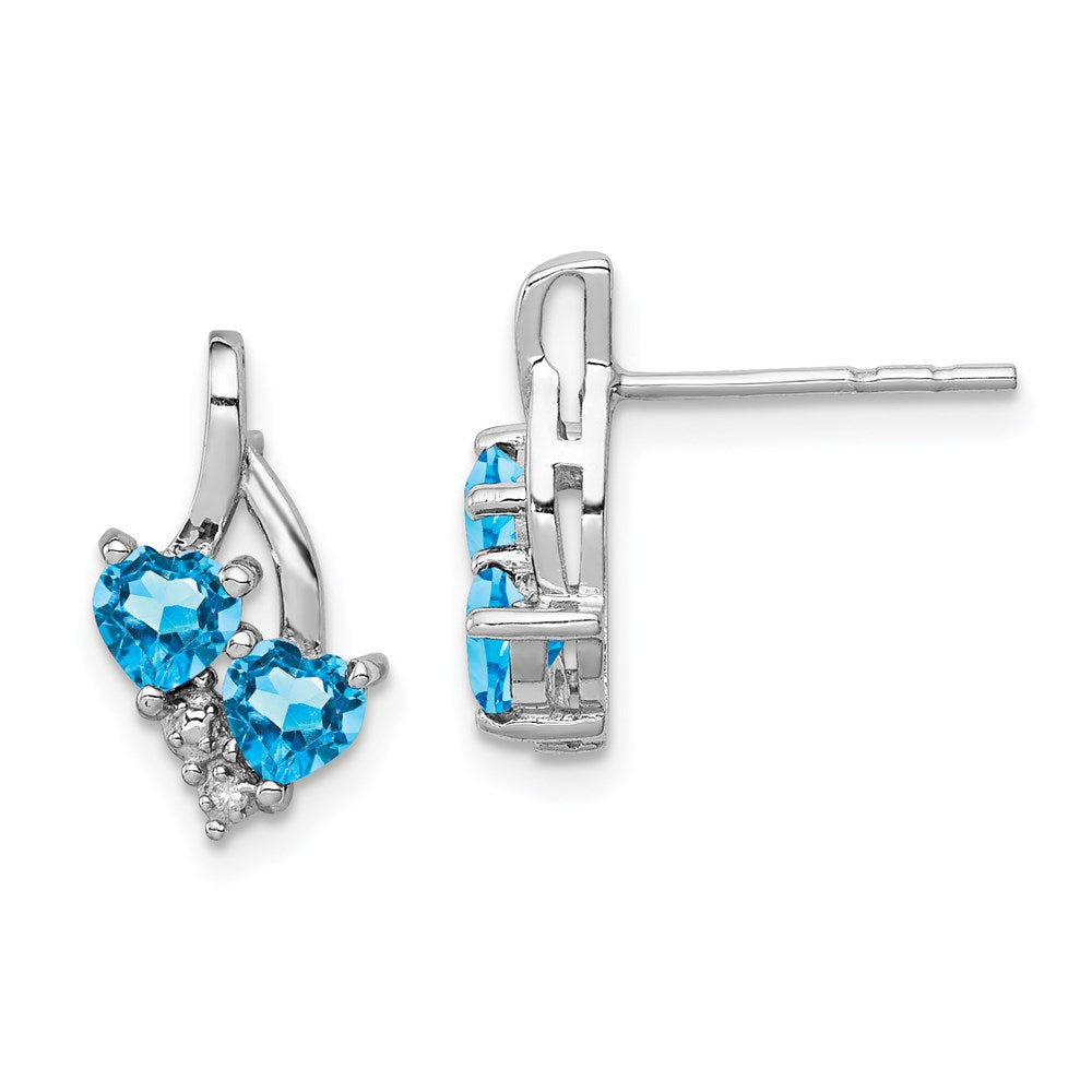 Sterling Silver Rhodium-plated Blue Topaz Diamond Earrings