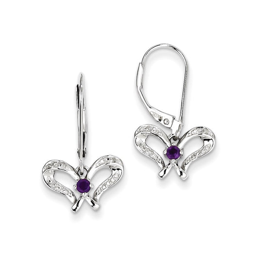 Sterling Silver Amethyst & Diamond Butterfly Earrings