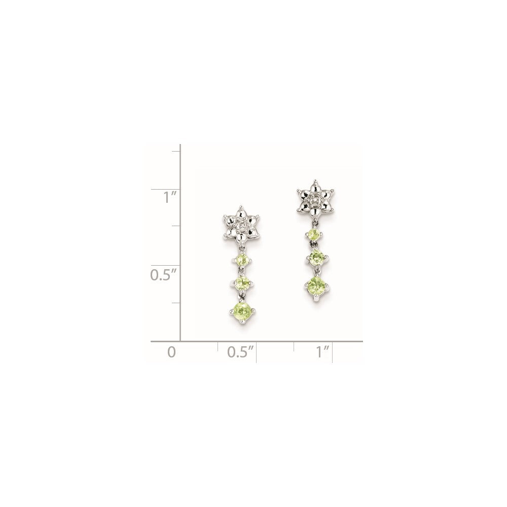 Sterling Silver Peridot Diamond Earrings