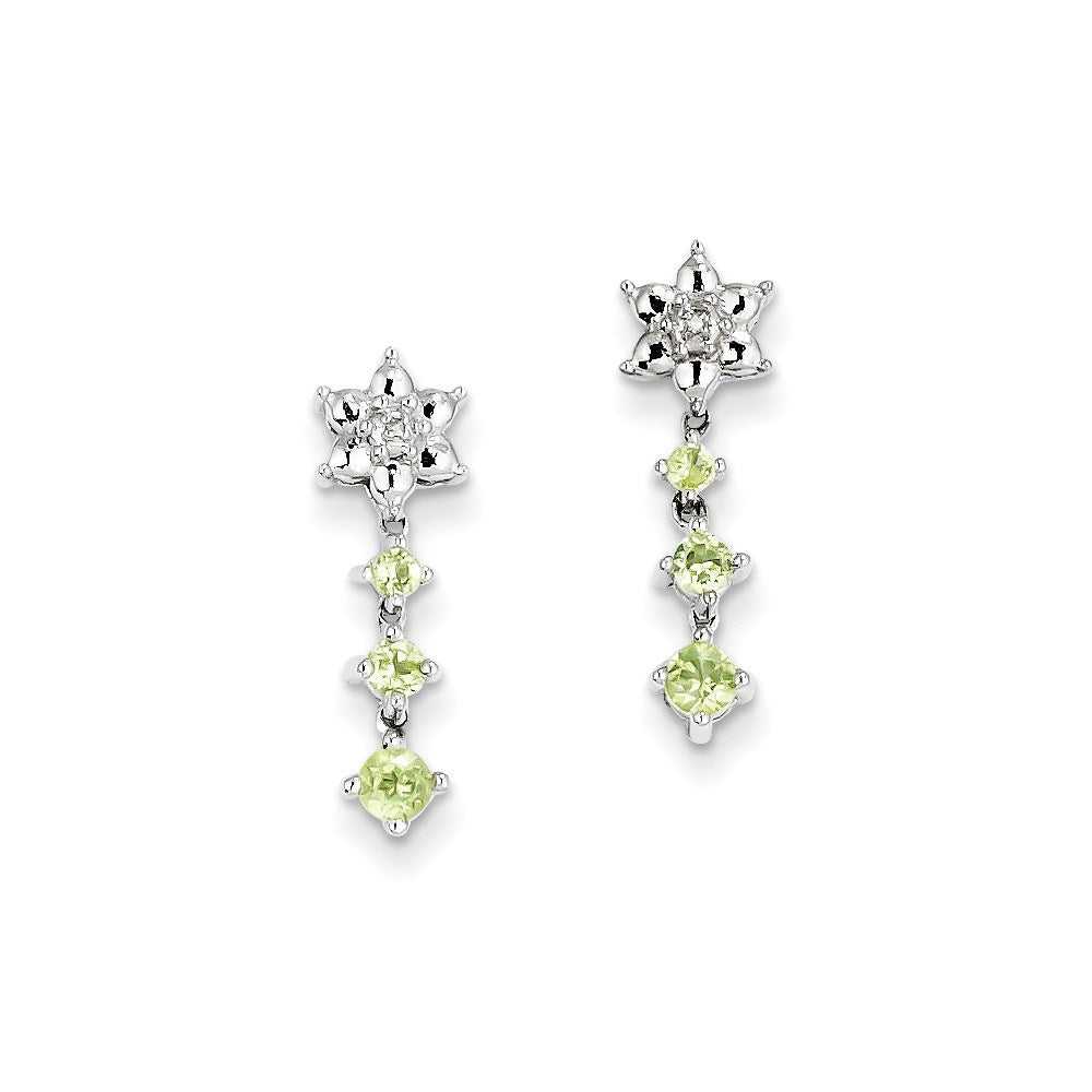 Sterling Silver Peridot Diamond Earrings