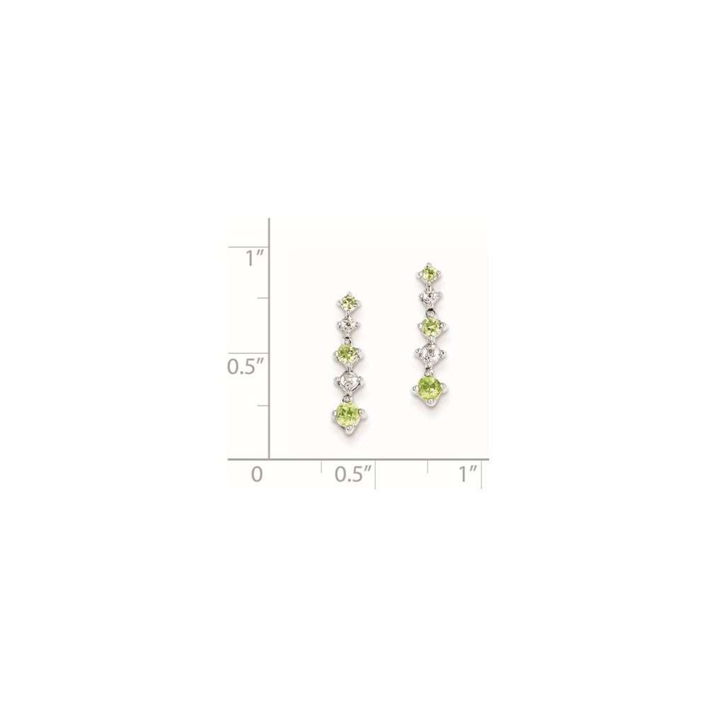 Sterling Silver Peridot Diamond Earrings