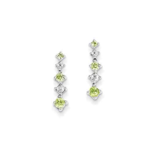 Sterling Silver Peridot Diamond Earrings