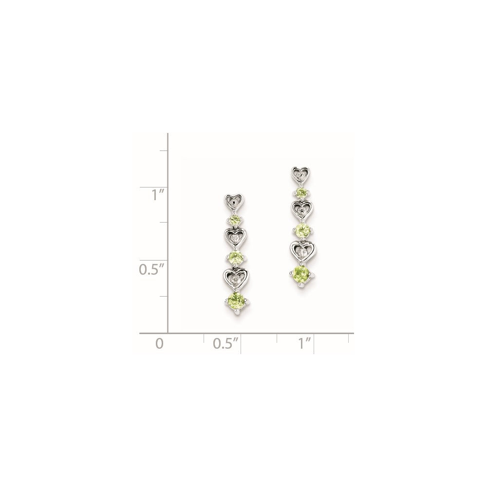 Sterling Silver Peridot Diamond Earrings