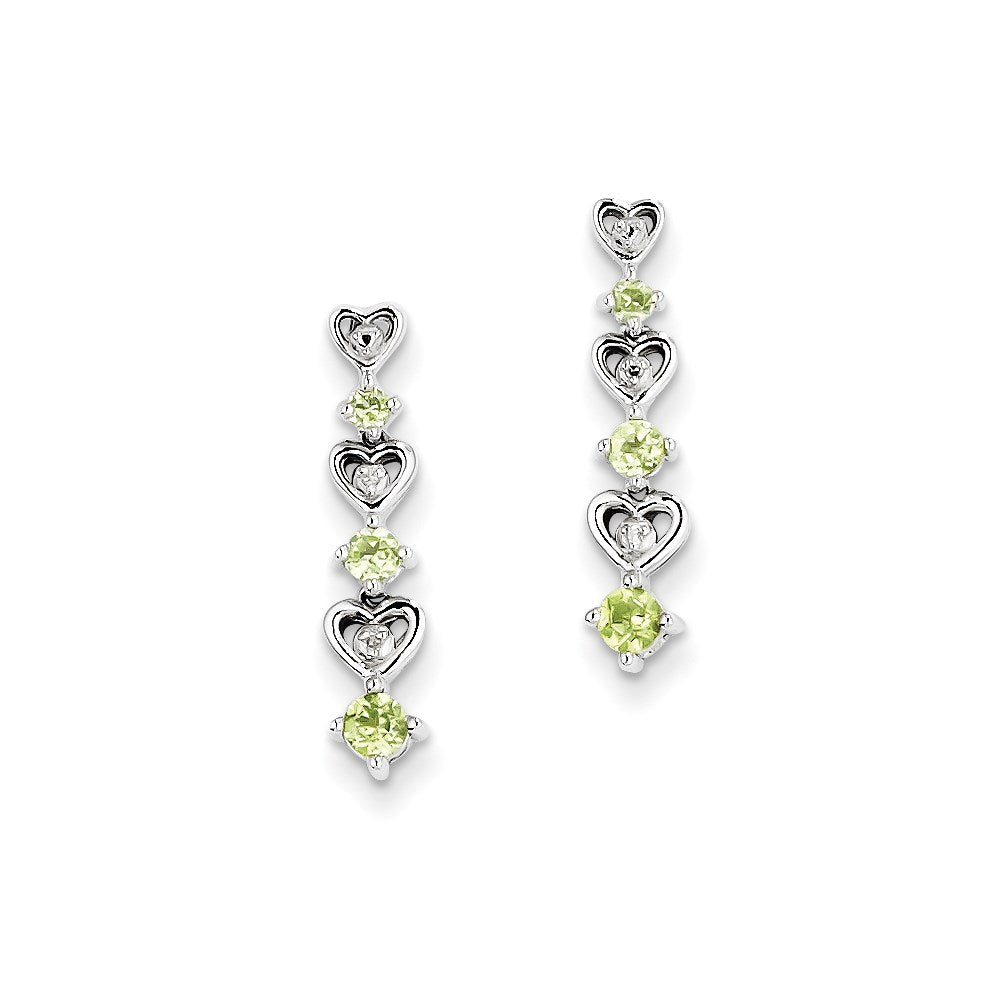 Sterling Silver Peridot Diamond Earrings