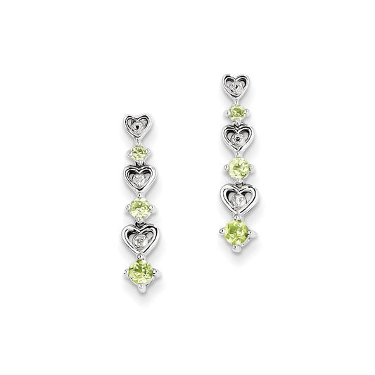 Sterling Silver Peridot Diamond Earrings