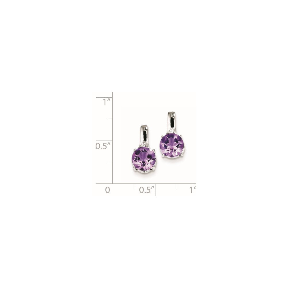 Sterling Silver Rhodium Amethyst and White Topaz Round Post Earrings