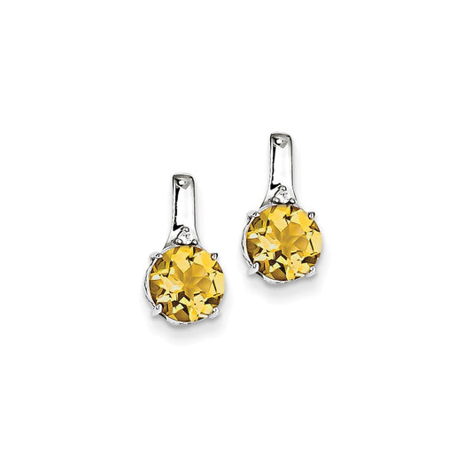 Sterling Silver Citrine and White Topaz Round Post Earrings