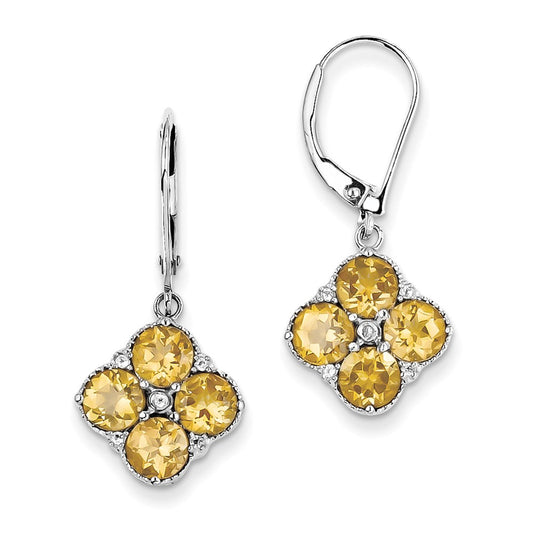 Sterling Silver Citrine and White Topaz Earrings