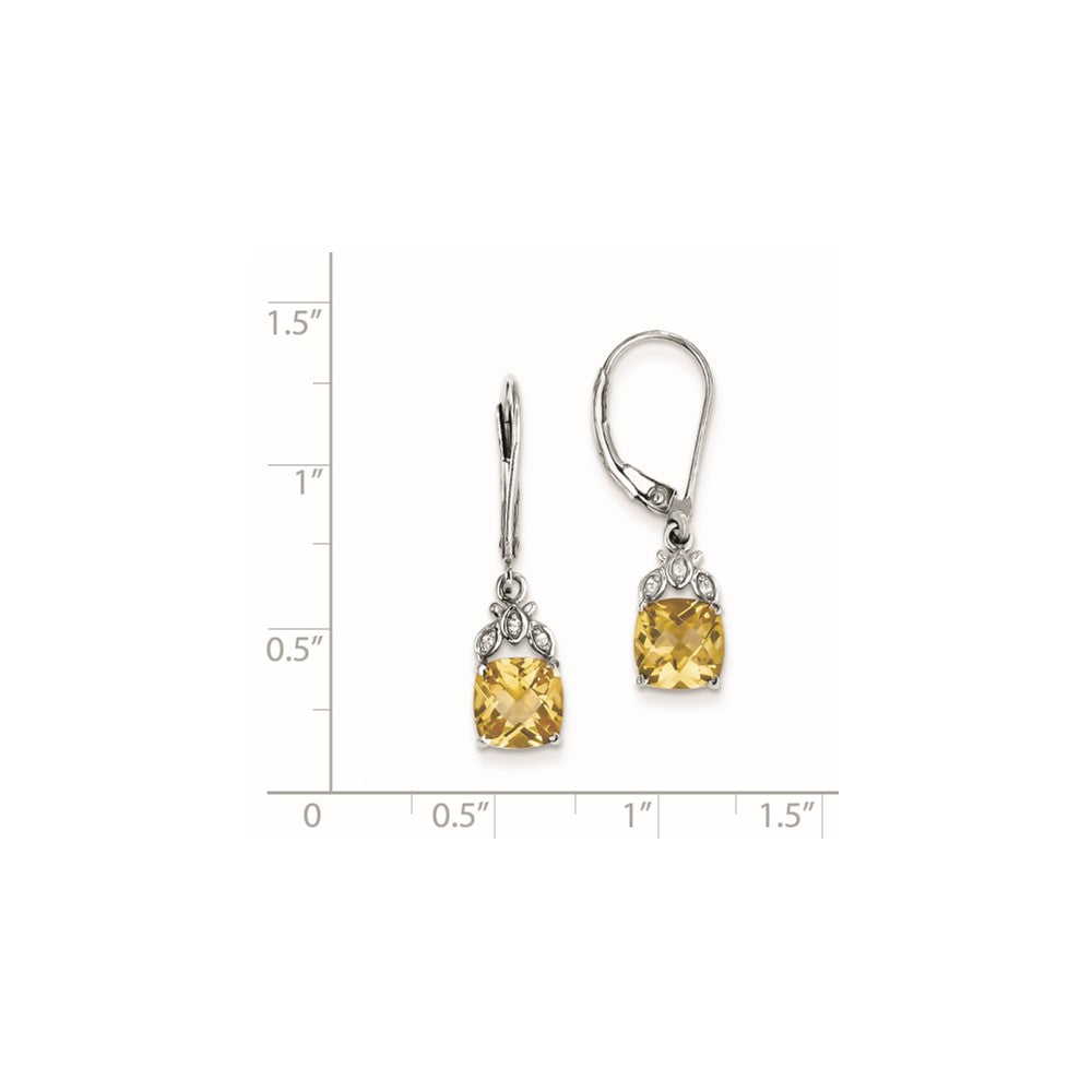 Sterling Silver Citrine and White Topaz Hinged Earrings