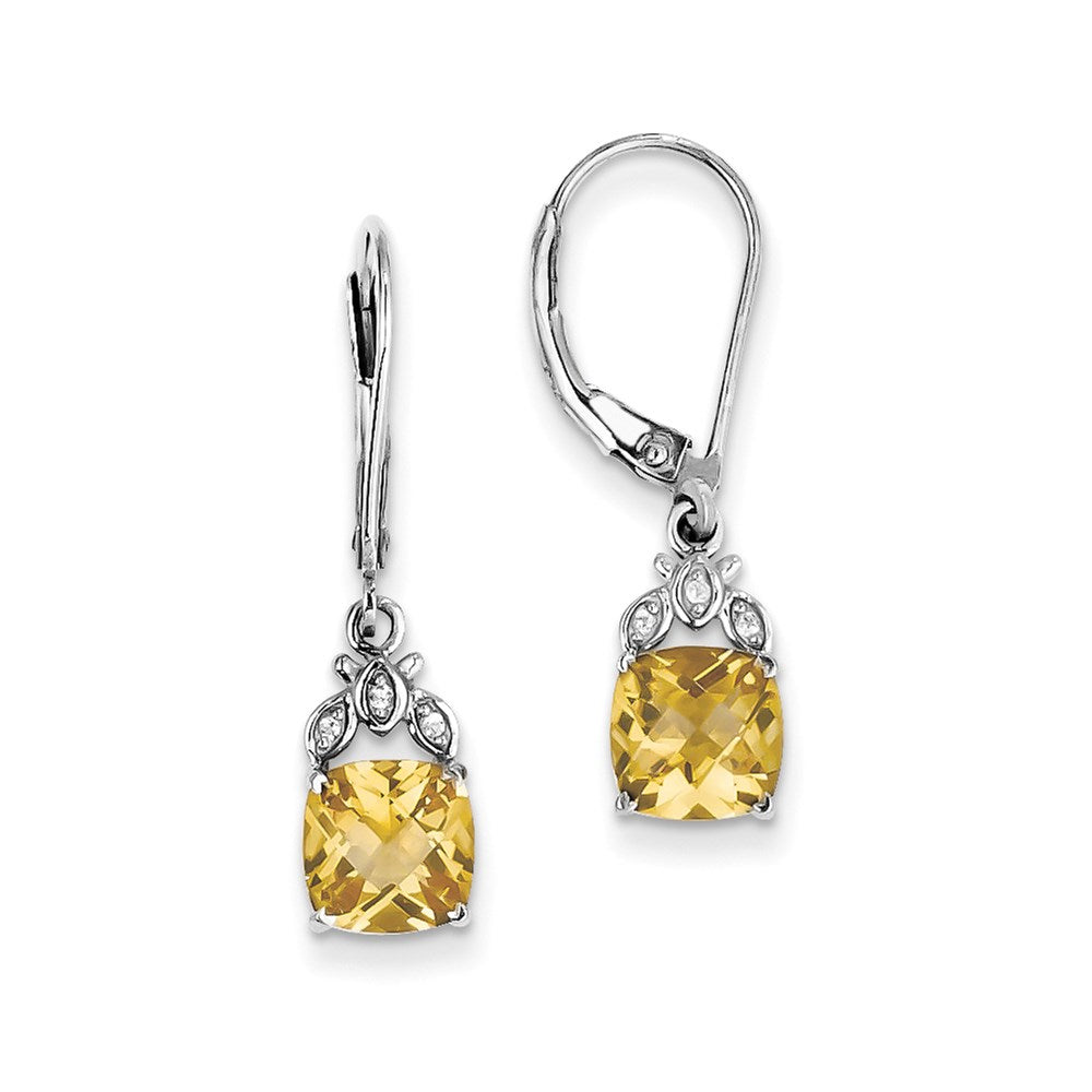 Sterling Silver Citrine and White Topaz Hinged Earrings