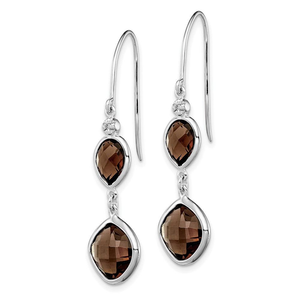 Sterling Silver Rhodium Plated Dia. Smoky Quartz Dangle Earrings