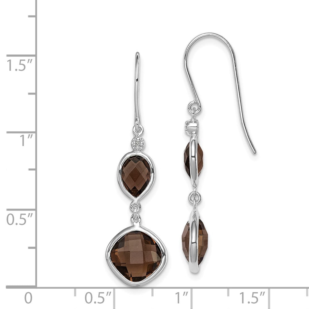 Sterling Silver Rhodium Plated Dia. Smoky Quartz Dangle Earrings