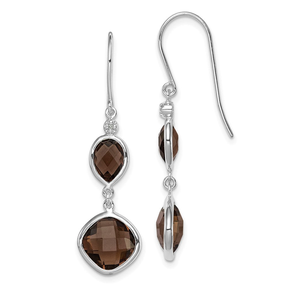 Sterling Silver Rhodium Plated Dia. Smoky Quartz Dangle Earrings