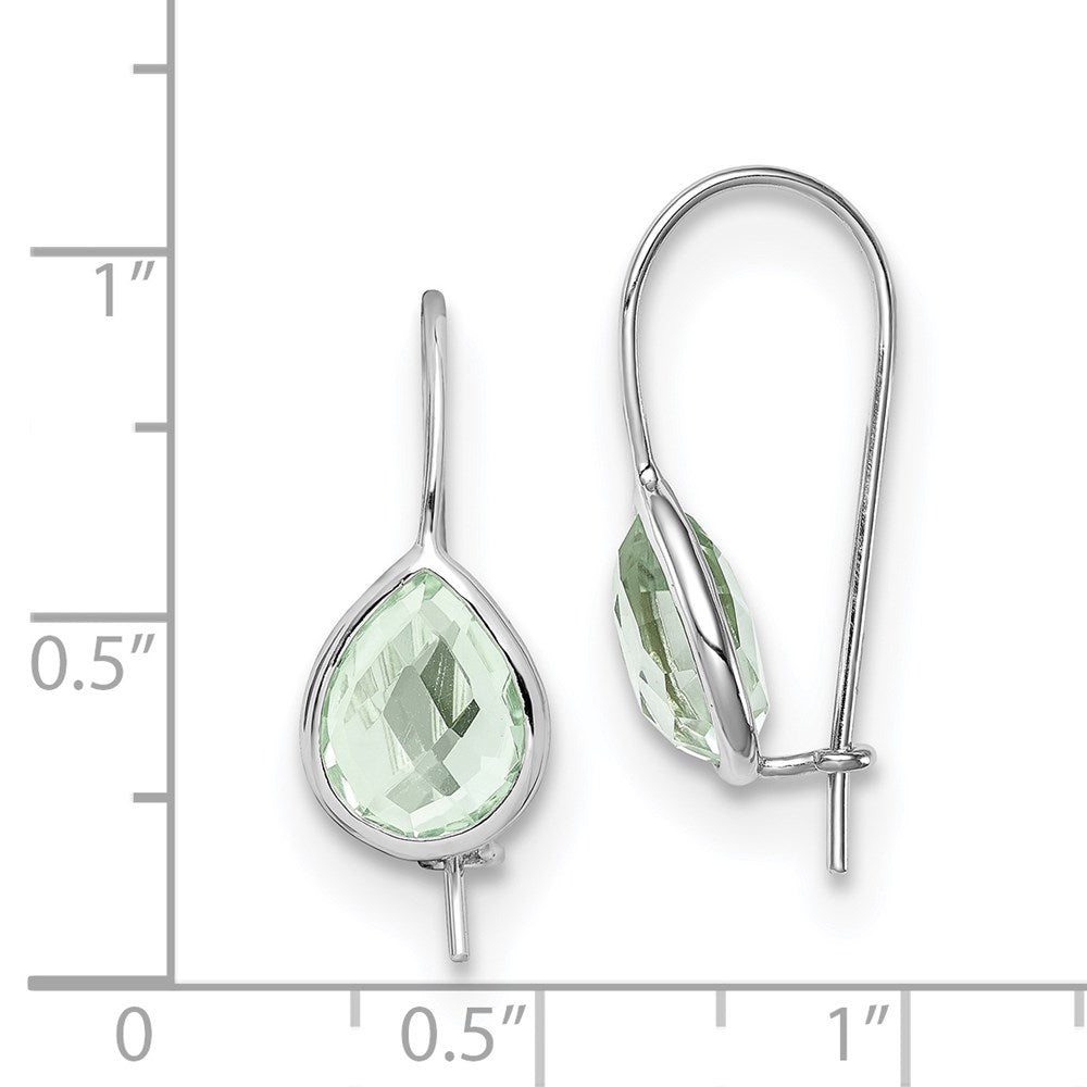 Sterling Silver Rhodium Plated Green Quartz Teardrop Earrings