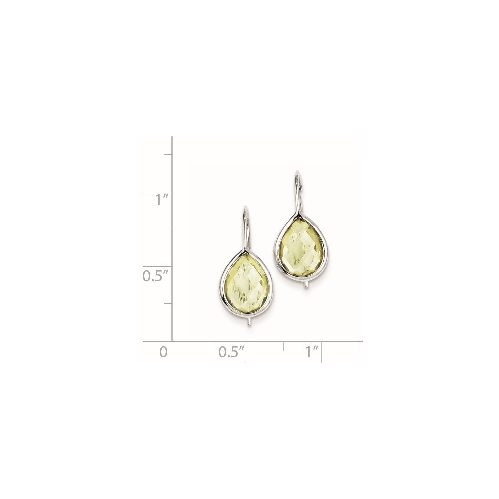 Sterling Silver Rhodium Plated Lemon Quartz Teardrop Earrings