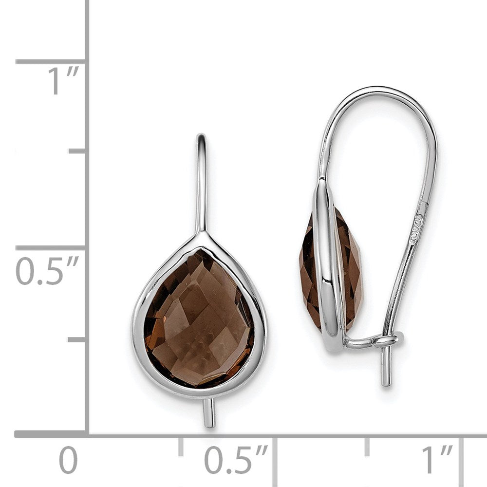 Sterling Silver Rhodium Plated Smoky Quartz Teardrop Earrings