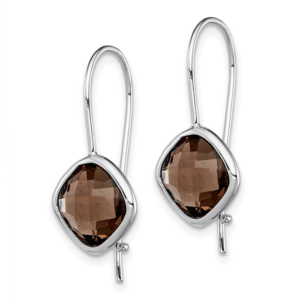 Sterling Silver Rhodium Plated Smoky Quartz Dangle Earrings