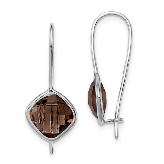 Sterling Silver Rhodium Plated Smoky Quartz Dangle Earrings