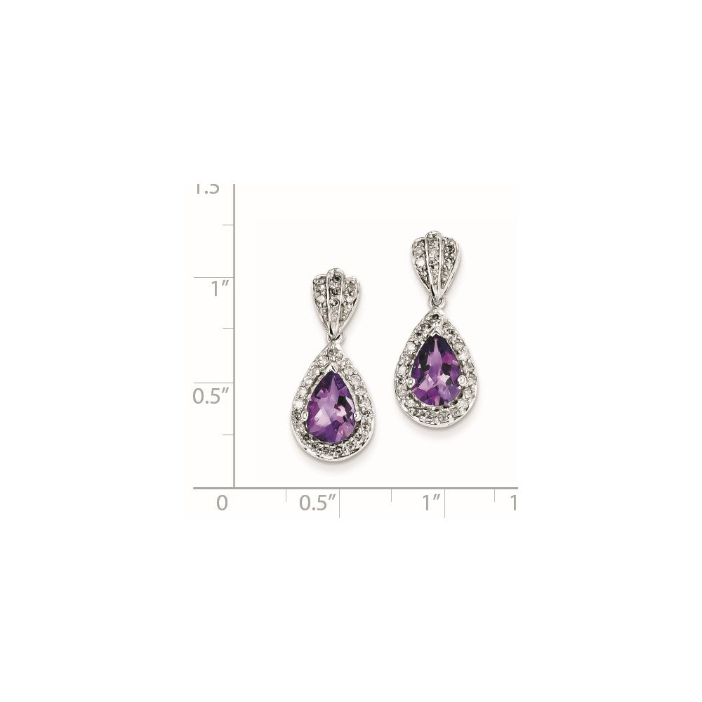 Sterling Silver 2024 Amethyst And Diamond Post Earrings