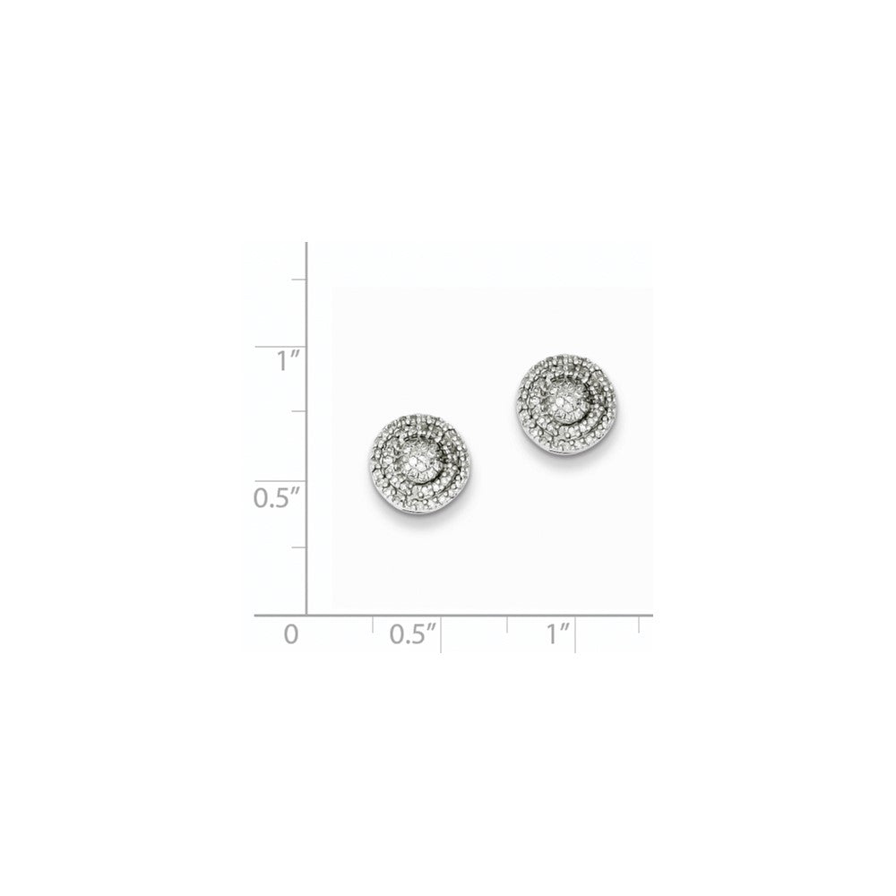 Sterling Silver Diamond Round Shaped Screwback Post Earrings