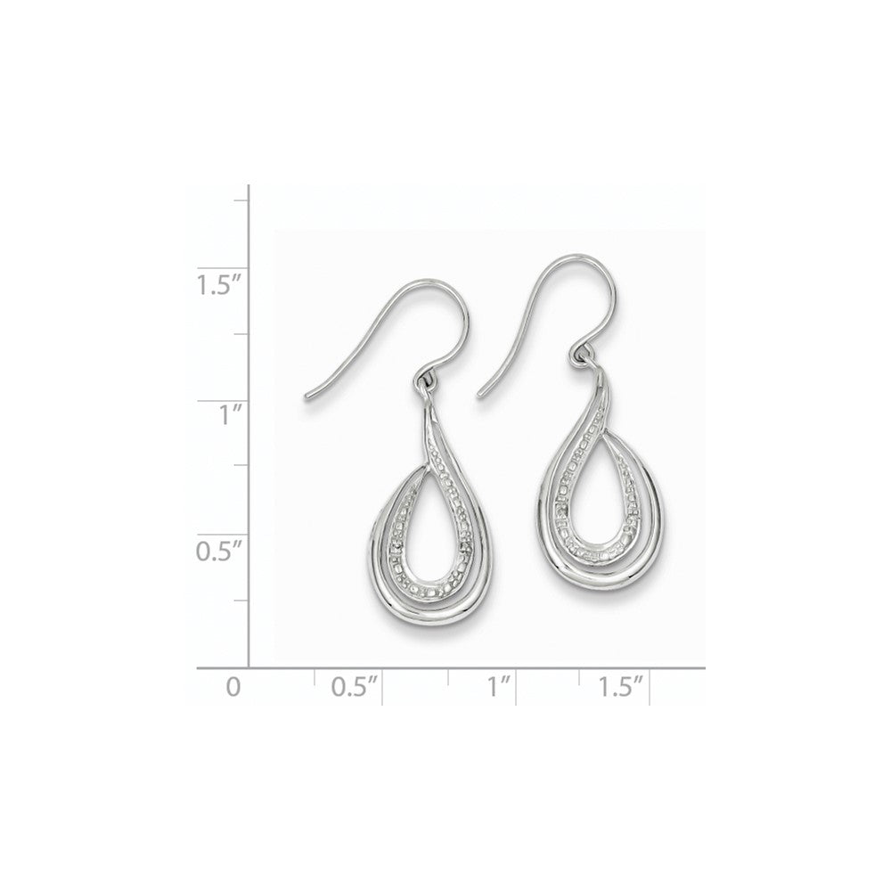 Sterling Silver Rhodium Plated Diamond Dangle Earrings