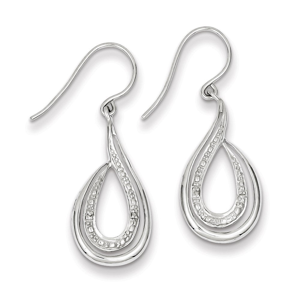 Sterling Silver Rhodium Plated Diamond Dangle Earrings