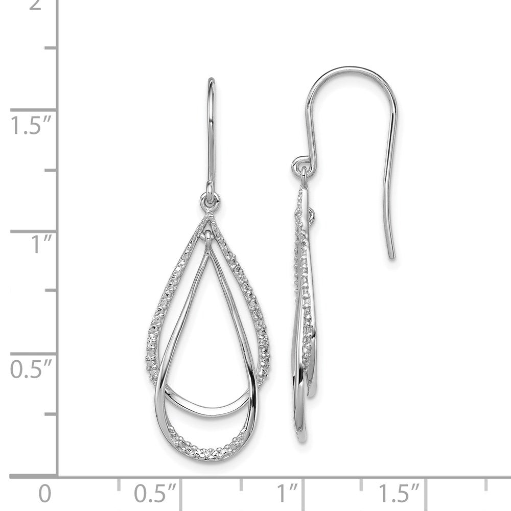 Sterling Silver Rhodium Plated Diamond Dangle Earrings