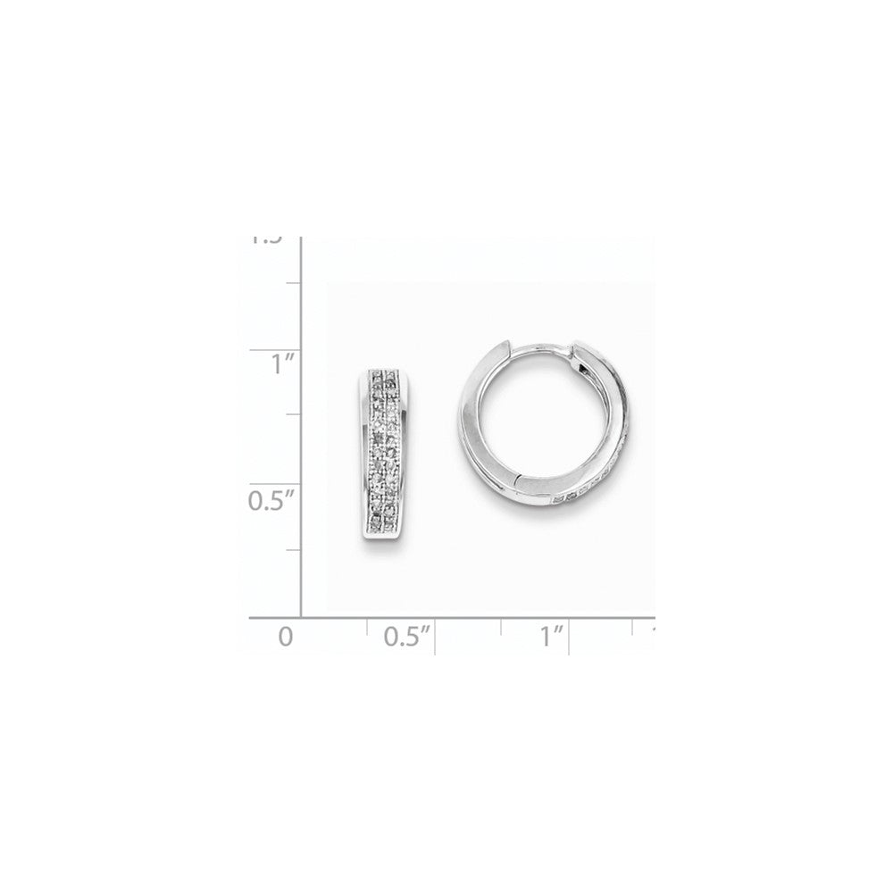 Sterling Silver Diamond 1/3 Cts Hinged Hoop Earrings
