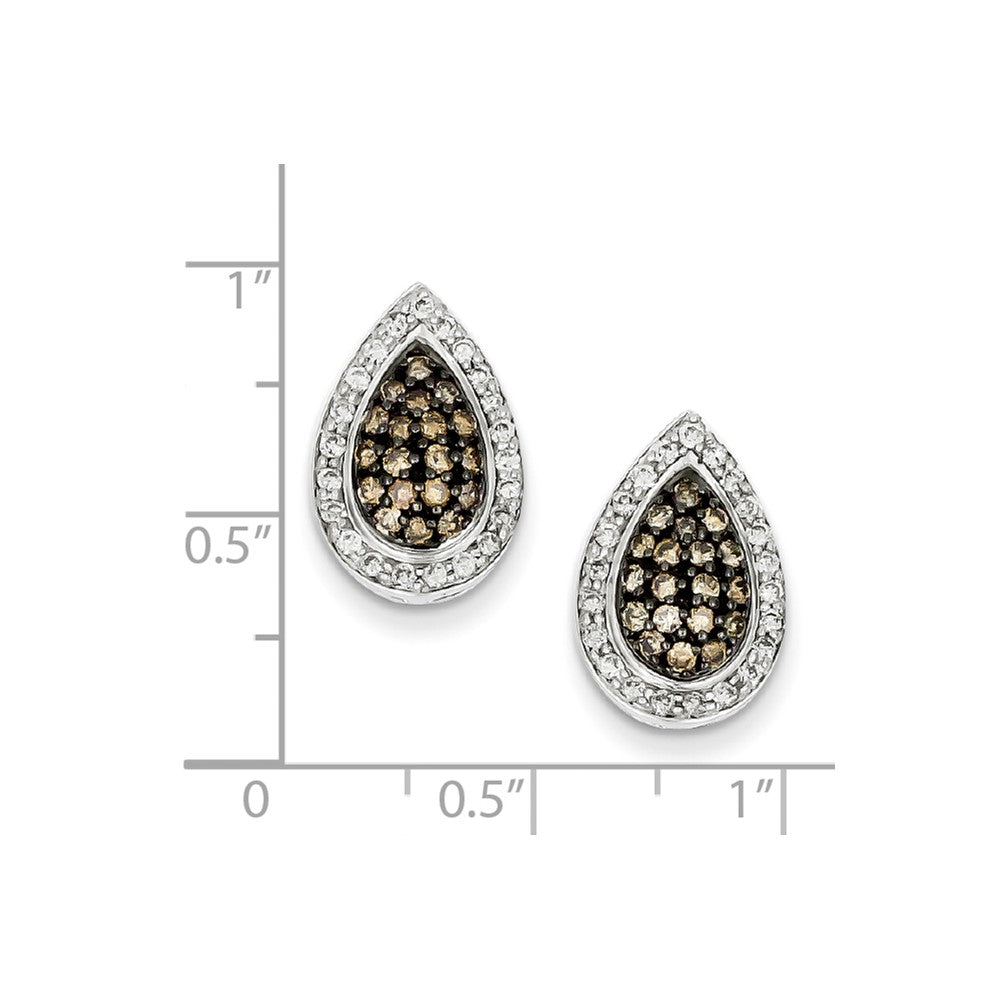 Sterling Silver Champagne Diamond Teardrop Post Earrings