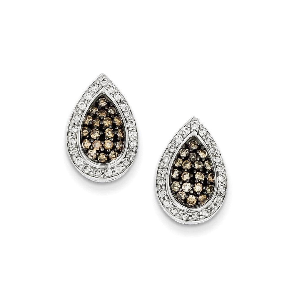 Sterling Silver Champagne Diamond Teardrop Post Earrings