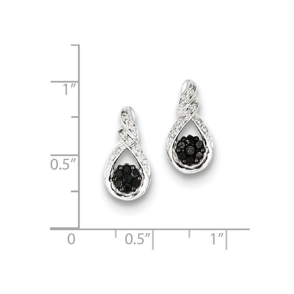 Sterling Silver Black Diamond Teardrop Post Earrings