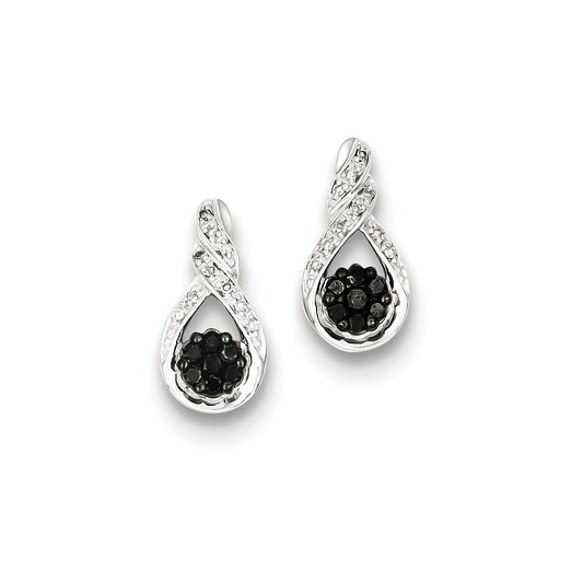 Sterling Silver Black Diamond Teardrop Post Earrings