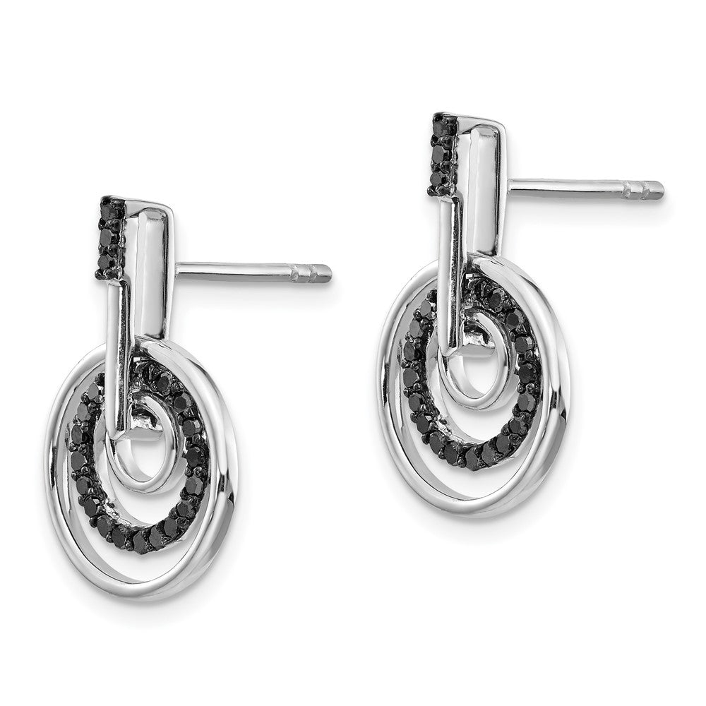 White Night Sterling Silver Rhodium-plated Black Diamond Post Earrings