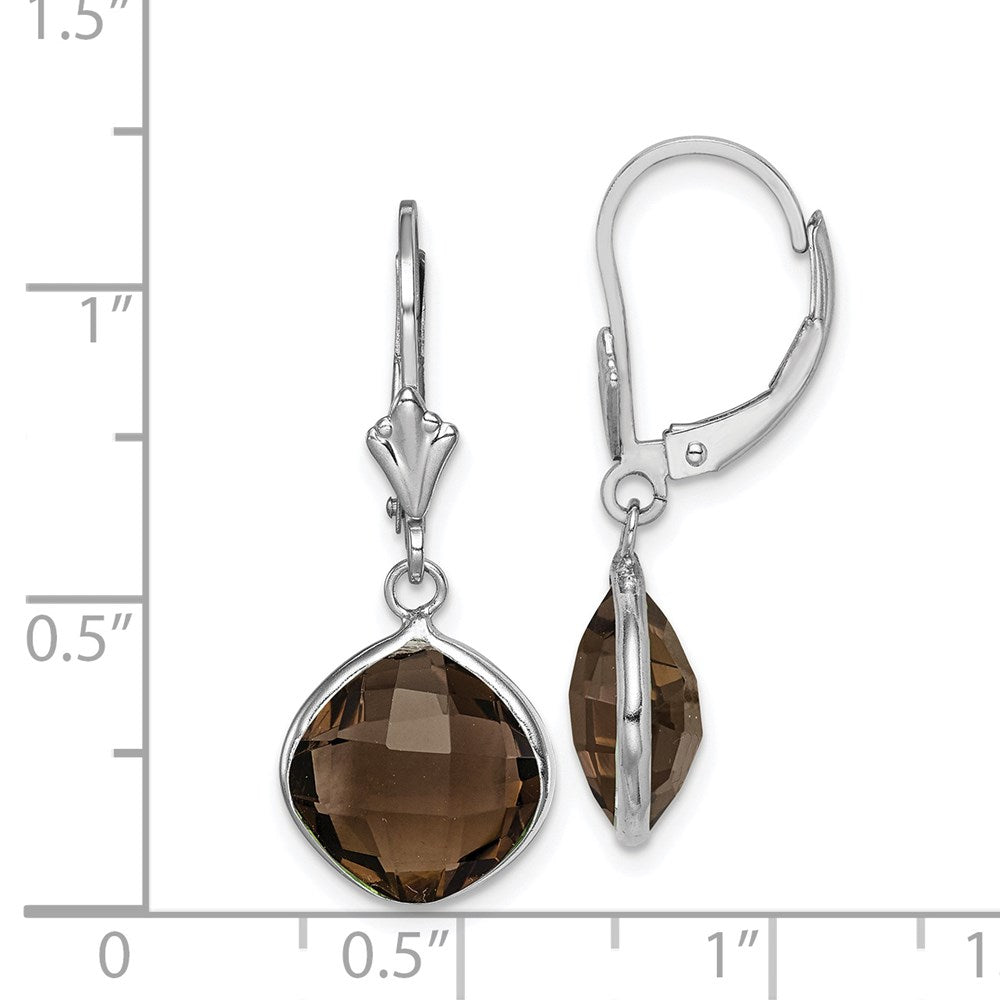 Sterling Silver Rhodium-plated Smoky Quartz Dangle Lever Back Earrings