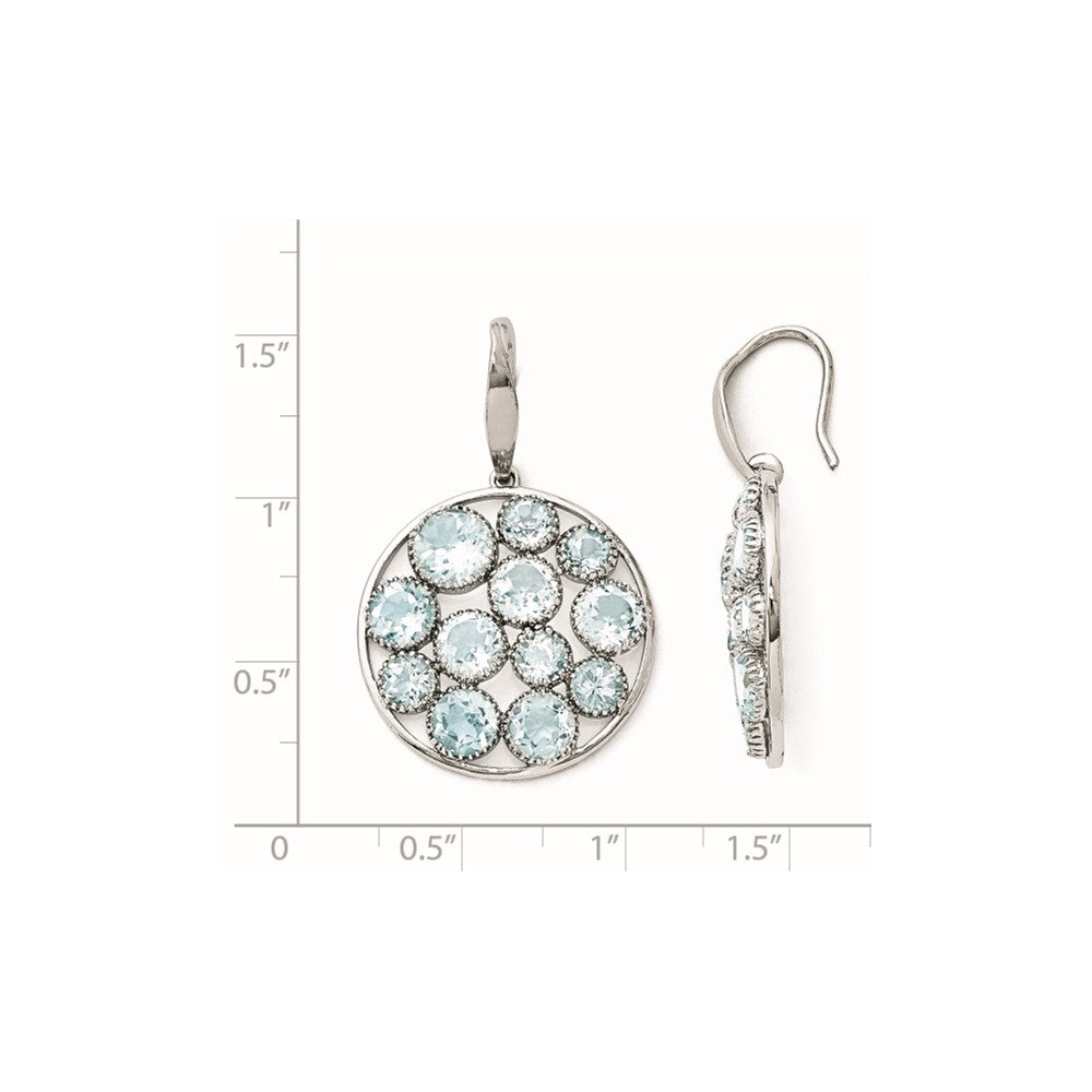 Sterling Silver Rhodium Plated Round Blue Topaz Earrings